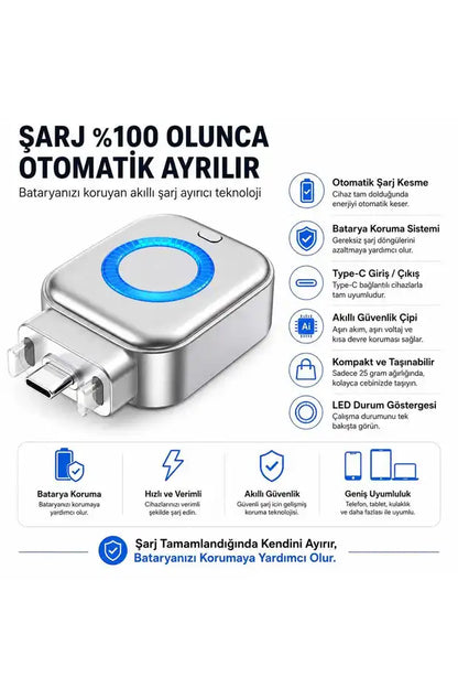 Akıllı Şarj Kesici Type-C Adaptör