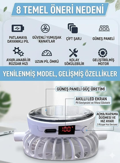 Güneş Enerjili USB Şarjlı Fanlı Şapka