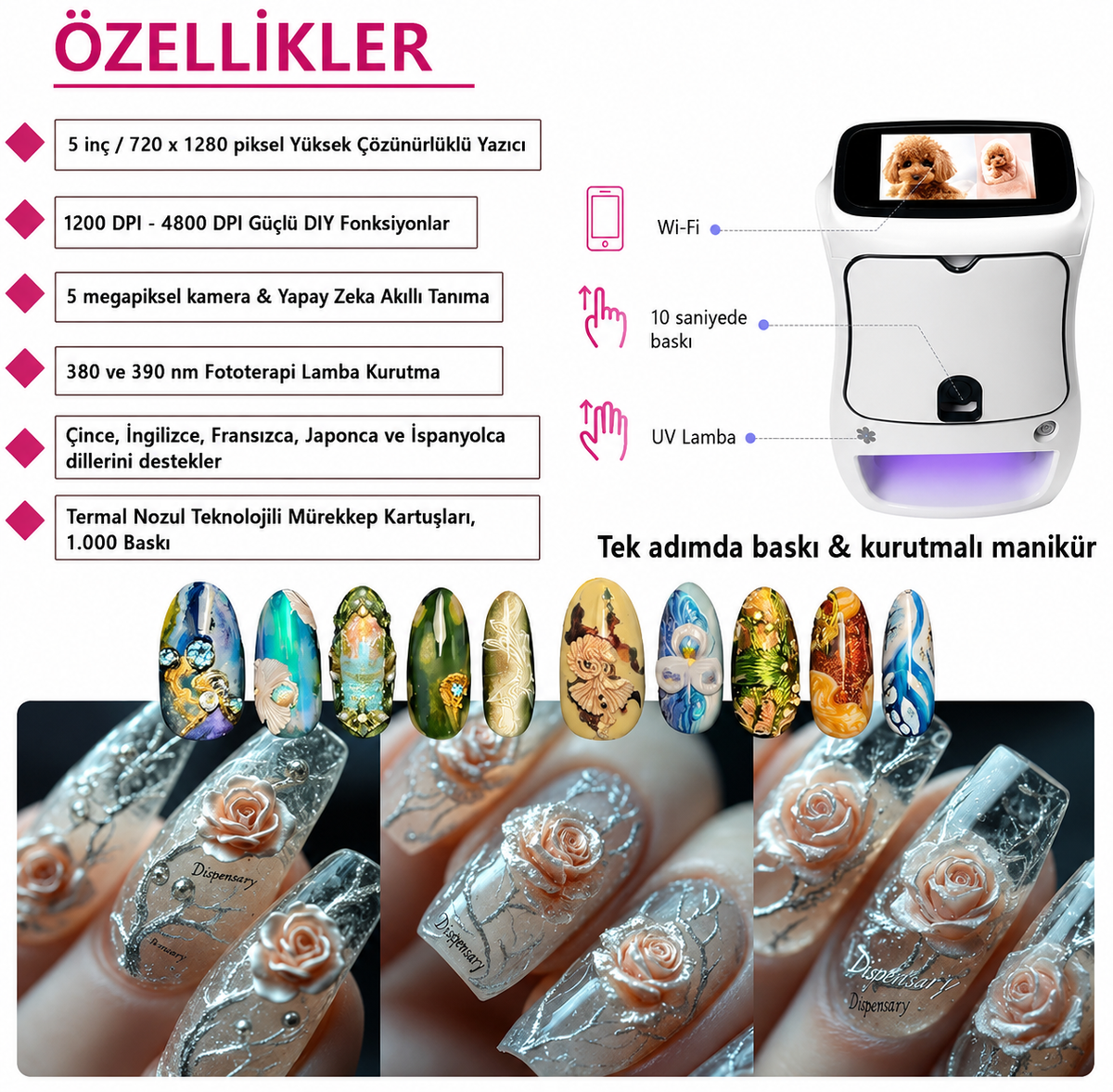 Özel Fotoğraf Baskılı Tırnak Yazıcı Makinesi