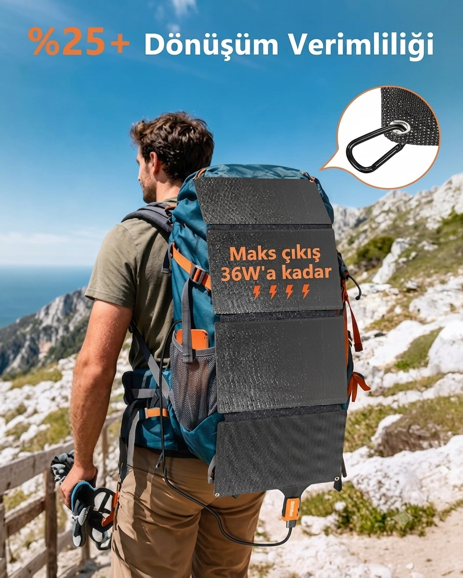 40W  Katlanabilir Güneş Paneli Şarj Cihazı