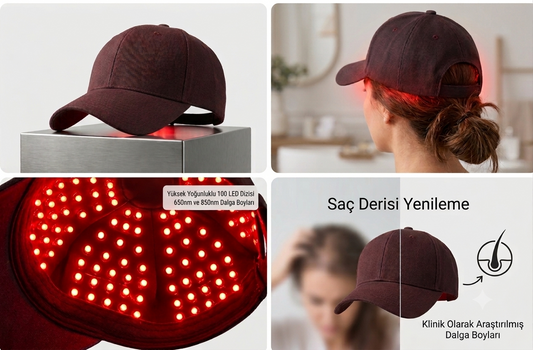 Kırmızı Işık Terapili LED Saç Bakım Şapkası
